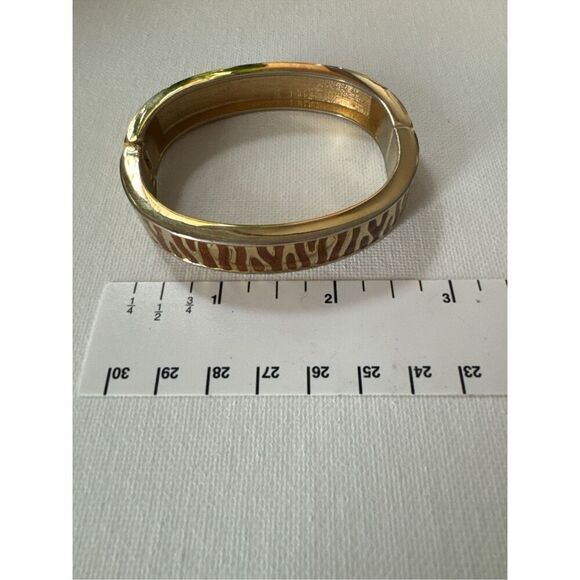 Y2K Vintage Womens Animal Print Hinged Open Close Bangle Cuff Bracelet Exotic - Picture 4 of 4